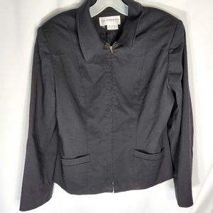 Liz Claiborne Black Full Zip Wool Blend Jacket with Pockets Size Medium